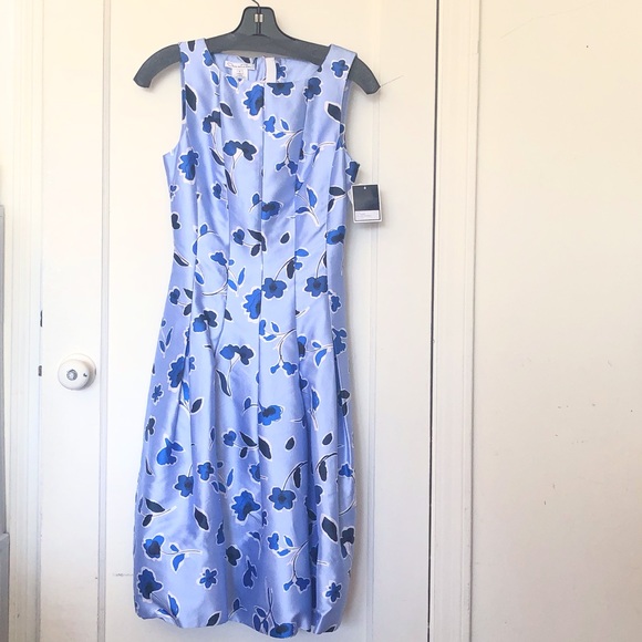 Oscar de la Renta Mikado light blue floral dress - Picture 3 of 9